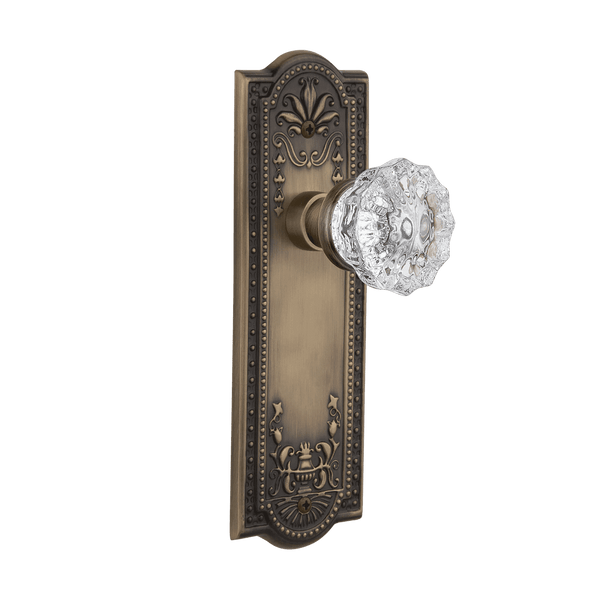 meadows long plate crystal knob antique brass